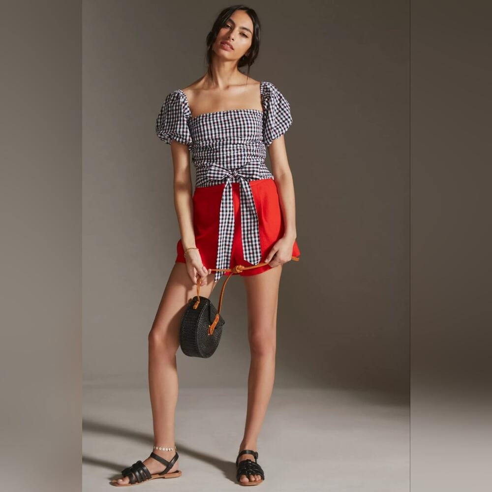 Dolan Left Coast Gingham Puff-Sleeve Shirt L - Picture 5 of 5